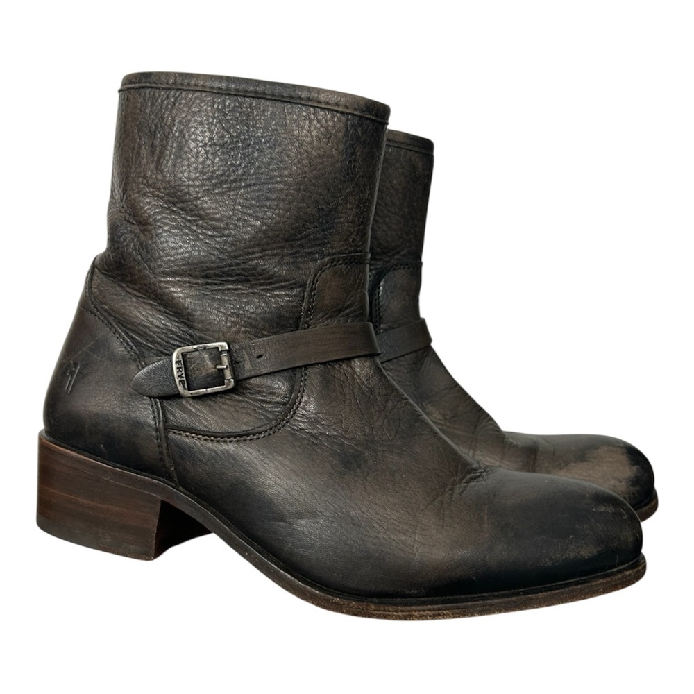 Frye Lynn Strap Brown Leather Ankle Boots Size 8.5